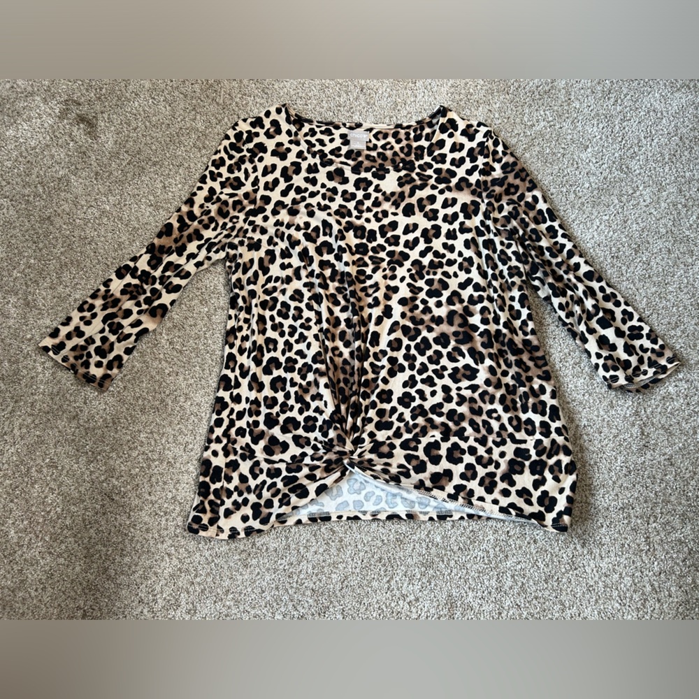 Chico's Leopard Print Long Sleeve Top
